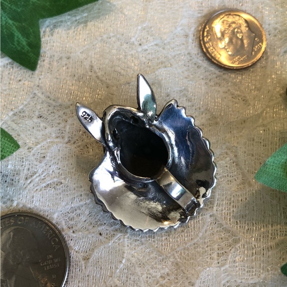 Vintage Navajo chief skull turquoise-blue/coral-red 925 Sterling-Stamped pendant - Picture 3 of 7